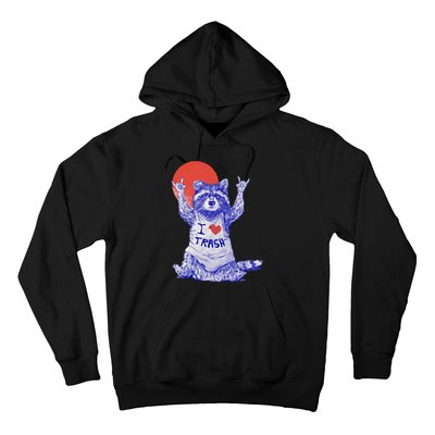 I Love Trash Raccoon Japanese Retro Style Hoodie