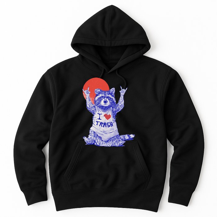 I Love Trash Raccoon Japanese Retro Style Hoodie