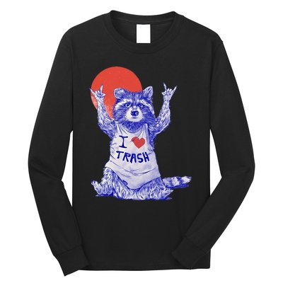 I Love Trash Raccoon Japanese Retro Style Long Sleeve Shirt