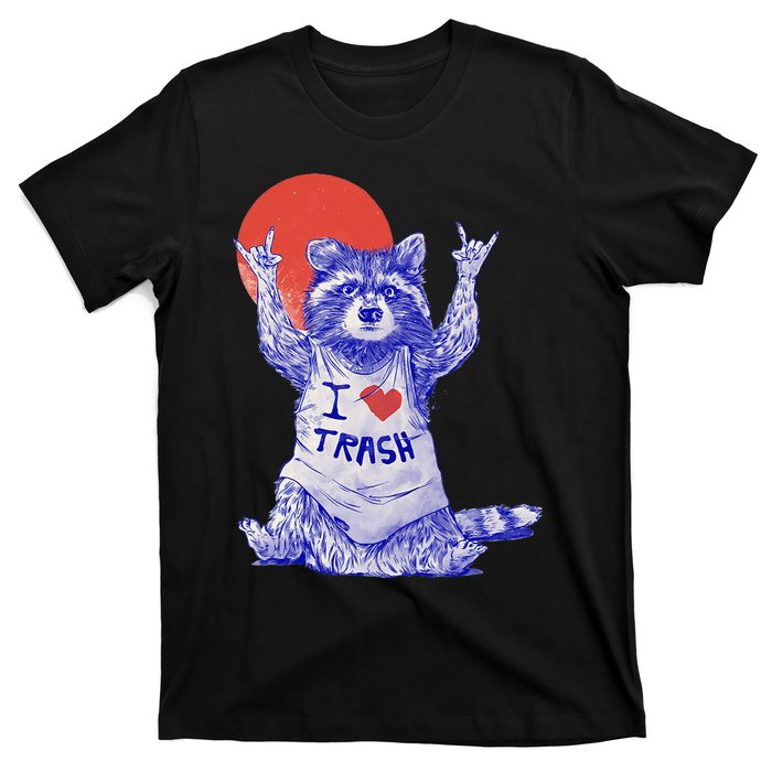 I Love Trash Raccoon Japanese Retro Style T-Shirt