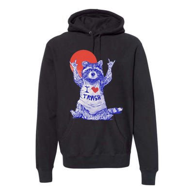 I Love Trash Raccoon Japanese Retro Style Premium Hoodie