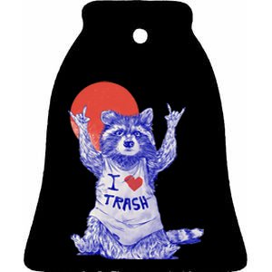 I Love Trash Raccoon Japanese Retro Style Ceramic Bell Ornament