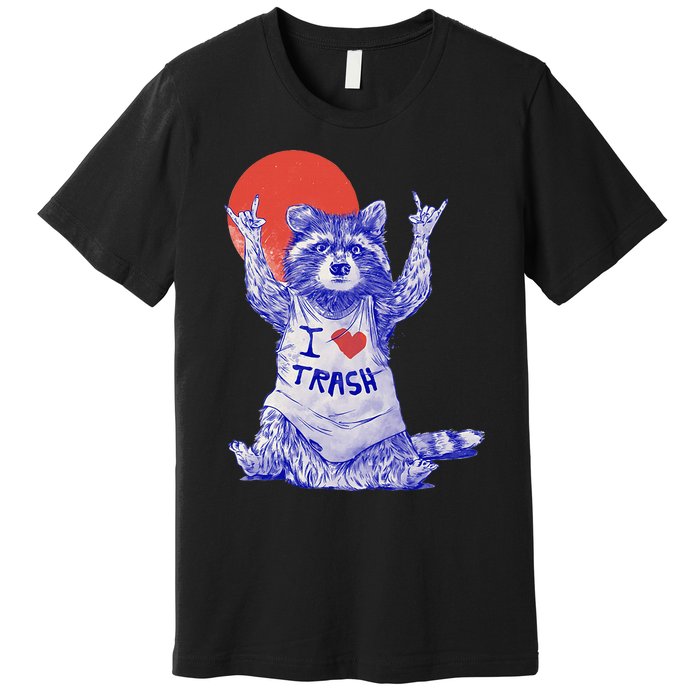 I Love Trash Raccoon Japanese Retro Style Premium T-Shirt