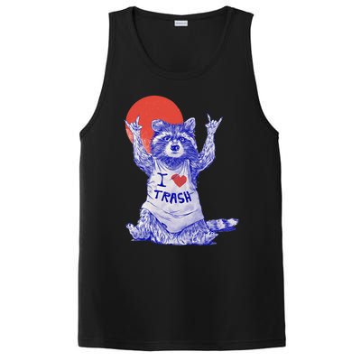 I Love Trash Raccoon Japanese Retro Style PosiCharge Competitor Tank