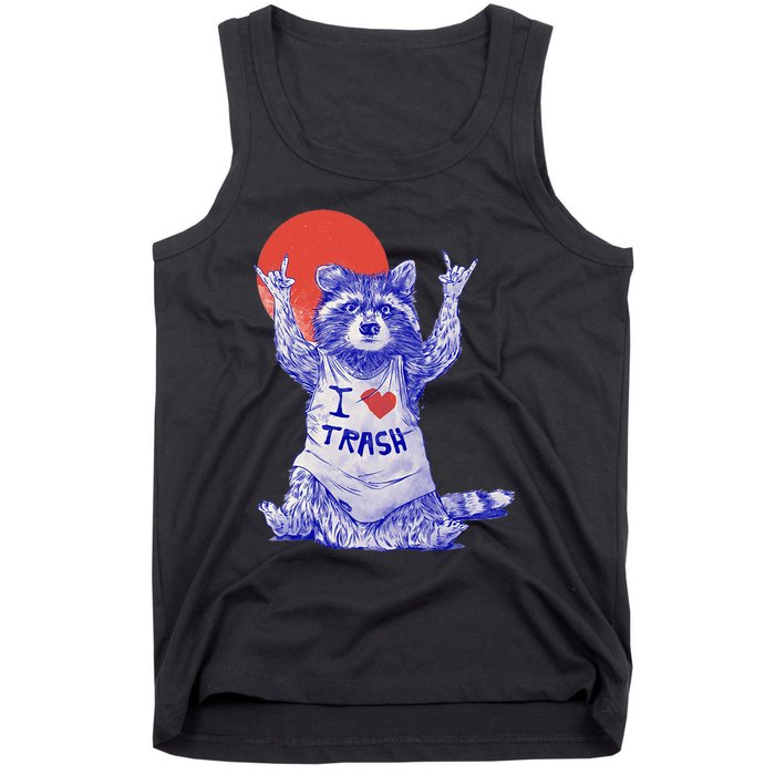 I Love Trash Raccoon Japanese Retro Style Tank Top