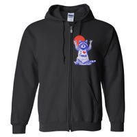 I Love Trash Raccoon Japanese Retro Style Full Zip Hoodie