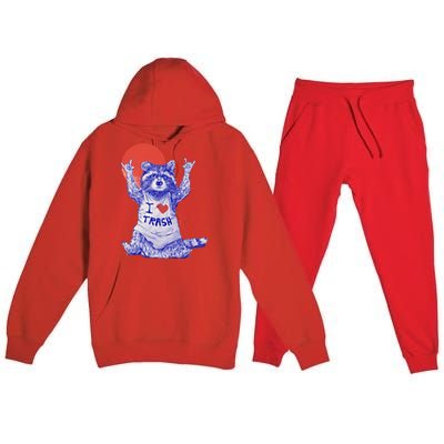 I Love Trash Raccoon Japanese Retro Style Premium Hooded Sweatsuit Set