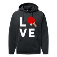 I Love Table Tennis Cute Funny Ping Pong Performance Fleece Hoodie