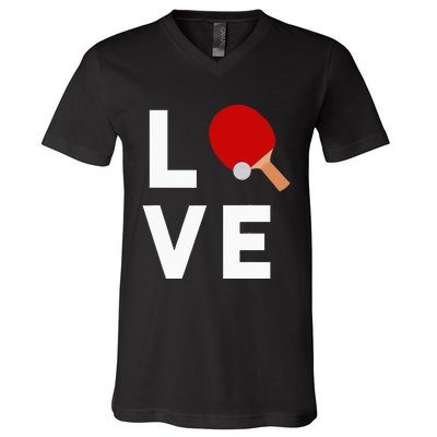 I Love Table Tennis Cute Funny Ping Pong V-Neck T-Shirt