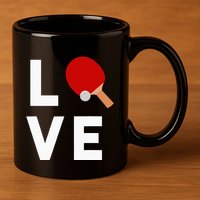 I Love Table Tennis Cute Funny Ping Pong 11oz C Handle Ceramic Mug