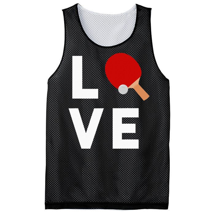 I Love Table Tennis Cute Funny Ping Pong Mesh Reversible Basketball Jersey Tank