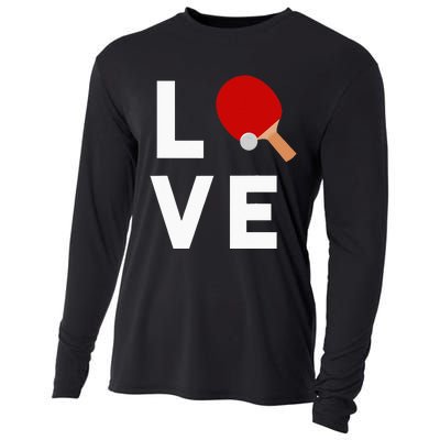 I Love Table Tennis Cute Funny Ping Pong Cooling Performance Long Sleeve Crew