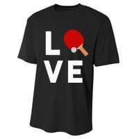 I Love Table Tennis Cute Funny Ping Pong Performance Sprint T-Shirt