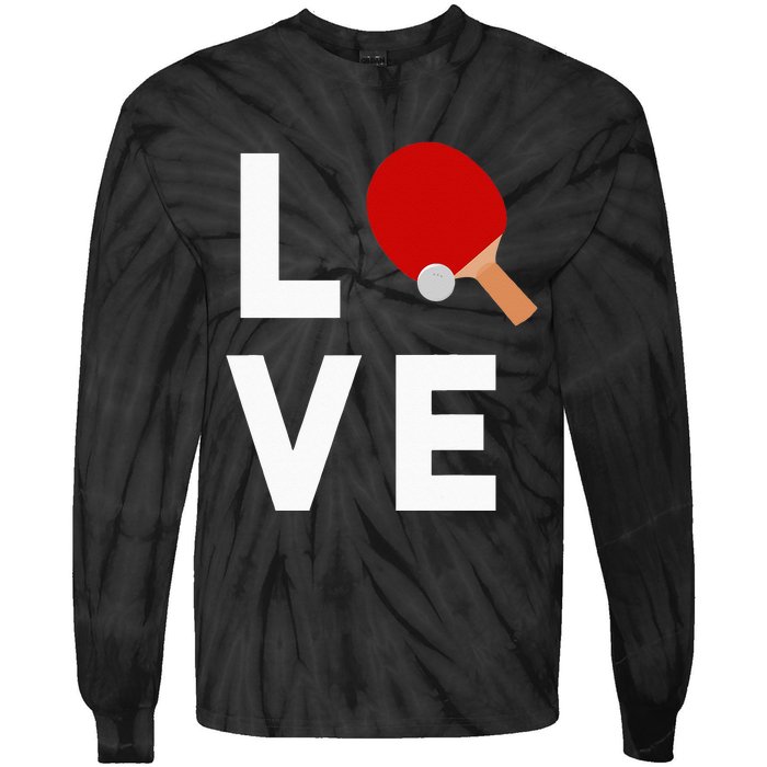 I Love Table Tennis Cute Funny Ping Pong Tie-Dye Long Sleeve Shirt