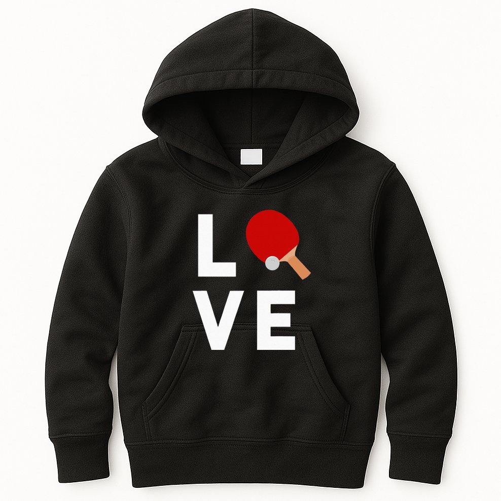 I Love Table Tennis Cute Funny Ping Pong Kids Hoodie