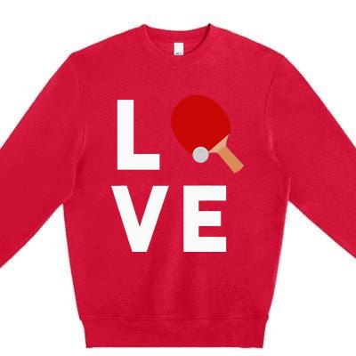 I Love Table Tennis Cute Funny Ping Pong Premium Crewneck Sweatshirt