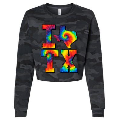 I Love Texas Tie Dye Texas Lovers Cropped Pullover Crew