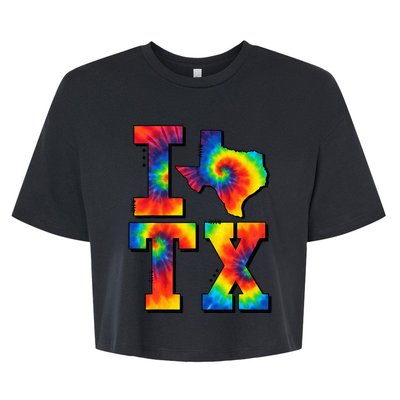 I Love Texas Tie Dye Texas Lovers Bella+Canvas Jersey Crop Tee