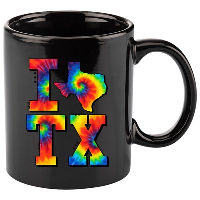 I Love Texas Tie Dye Texas Lovers 11oz C Handle Ceramic Mug