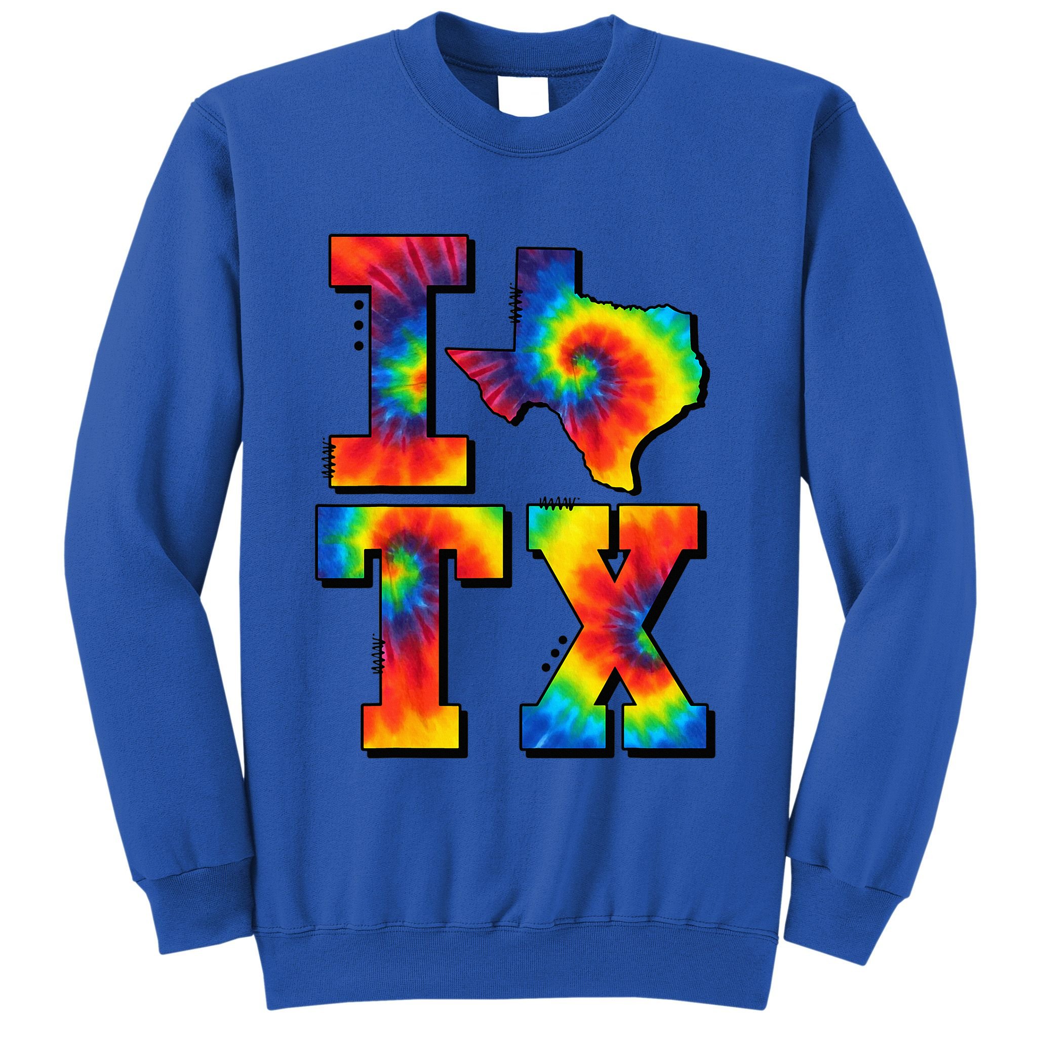 I Love Texas Tie Dye Texas Lovers Sweatshirt
