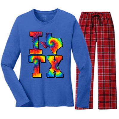 I Love Texas Tie Dye Texas Lovers Women's Long Sleeve Flannel Pajama Set 