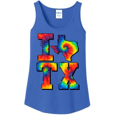 I Love Texas Tie Dye Texas Lovers Ladies Essential Tank