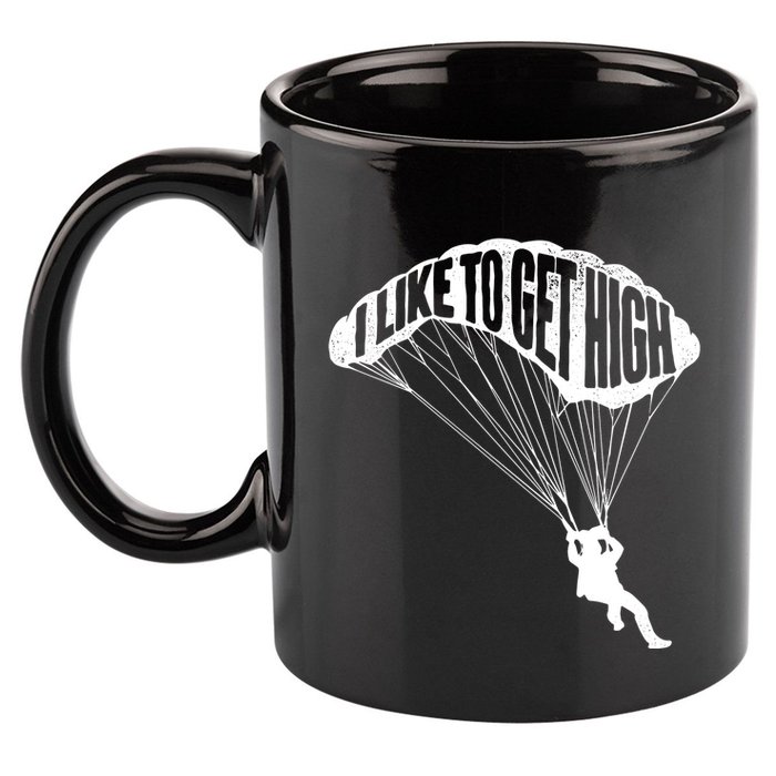 I Like To Get High Skydiver Parachutist Skydive Parachute 11oz C Handle Ceramic Mug
