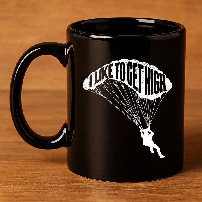 I Like To Get High Skydiver Parachutist Skydive Parachute 11oz C Handle Ceramic Mug