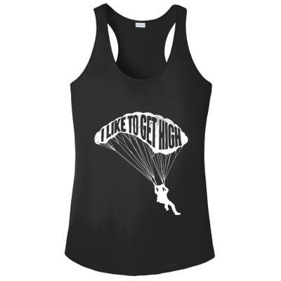 I Like To Get High Skydiver Parachutist Skydive Parachute Ladies PosiCharge Competitor Racerback Tank