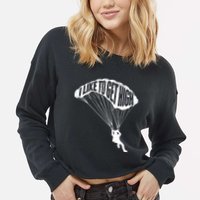 I Like To Get High Skydiver Parachutist Skydive Parachute Cropped Pullover Crew