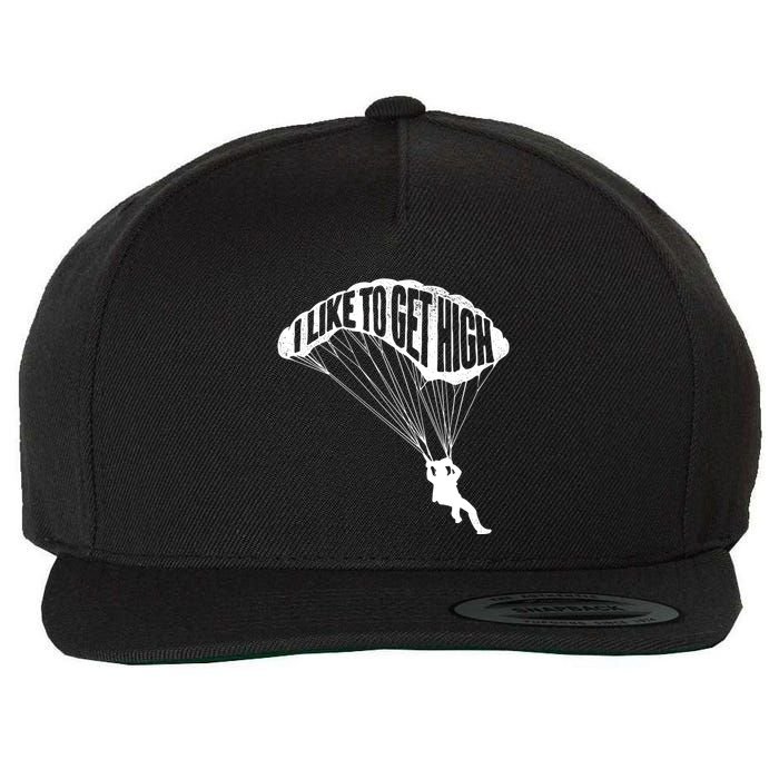 I Like To Get High Skydiver Parachutist Skydive Parachute Wool Snapback Cap