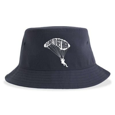 I Like To Get High Skydiver Parachutist Skydive Parachute Sustainable Bucket Hat