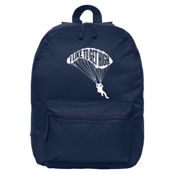 I Like To Get High Skydiver Parachutist Skydive Parachute 16 in Basic Backpack