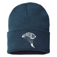 I Like To Get High Skydiver Parachutist Skydive Parachute Sustainable Knit Beanie