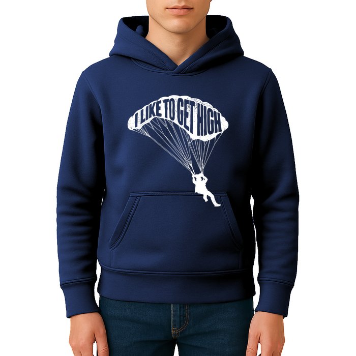 I Like To Get High Skydiver Parachutist Skydive Parachute Kids Hoodie