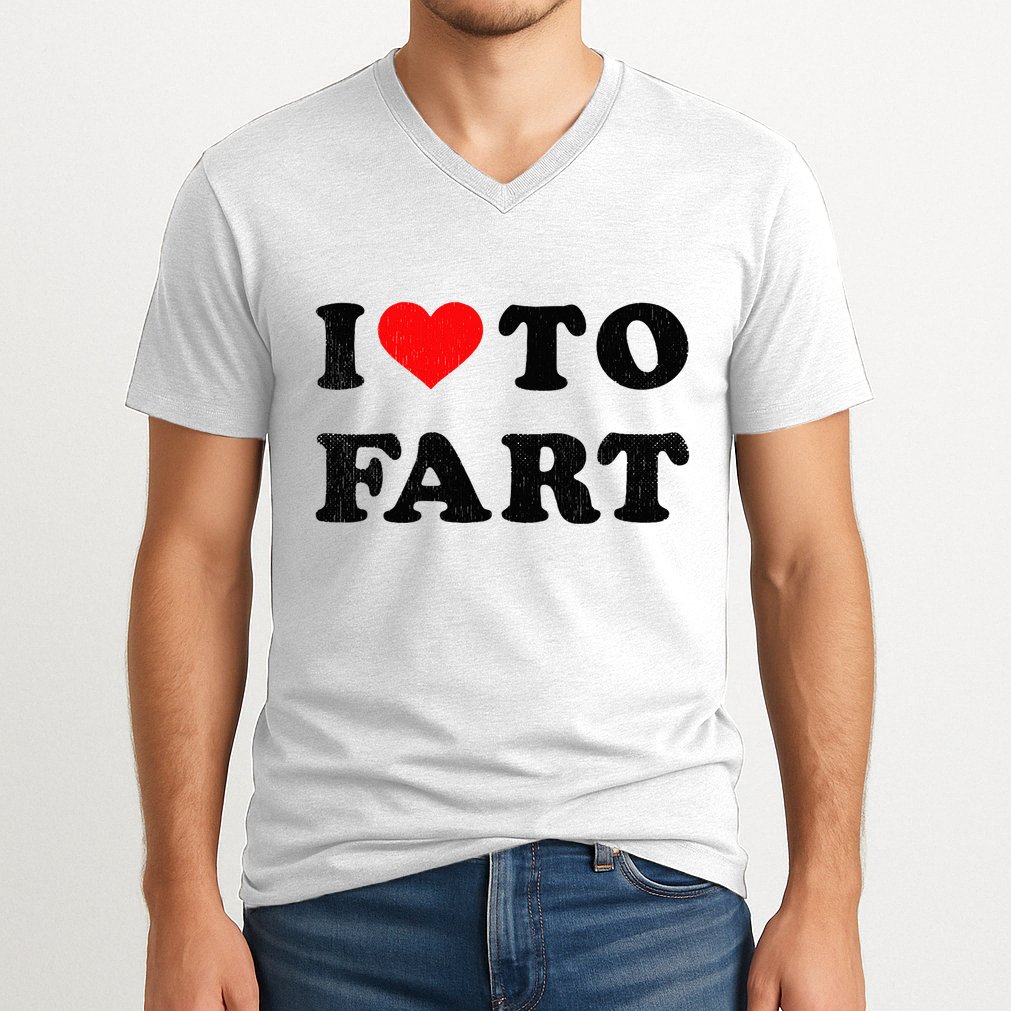 I Love To Fart I Heart To Fart Joke Farting Gag V-Neck T-Shirt