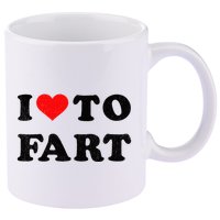 I Love To Fart I Heart To Fart Joke Farting Gag 11oz C Handle Ceramic Mug