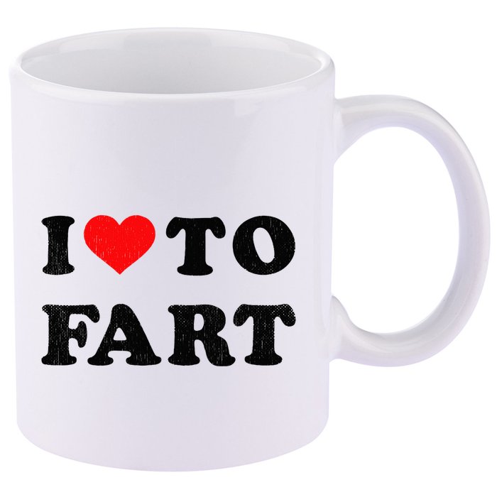 I Love To Fart I Heart To Fart Joke Farting Gag 11oz C Handle Ceramic Mug