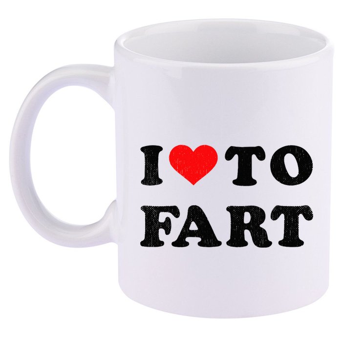 I Love To Fart I Heart To Fart Joke Farting Gag 11oz C Handle Ceramic Mug