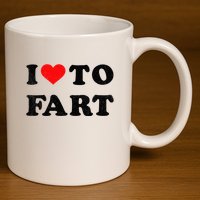 I Love To Fart I Heart To Fart Joke Farting Gag 11oz C Handle Ceramic Mug