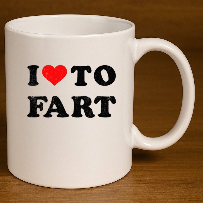 I Love To Fart I Heart To Fart Joke Farting Gag 11oz C Handle Ceramic Mug