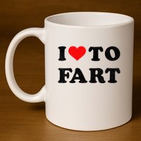I Love To Fart I Heart To Fart Joke Farting Gag 11oz C Handle Ceramic Mug