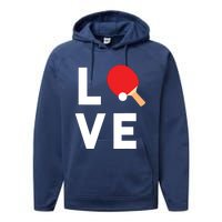 I Love Table Tennis Shirts Cute Funny Ping Pong Gift Idea Performance Fleece Hoodie