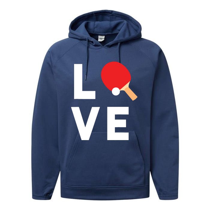 I Love Table Tennis Shirts Cute Funny Ping Pong Gift Idea Performance Fleece Hoodie