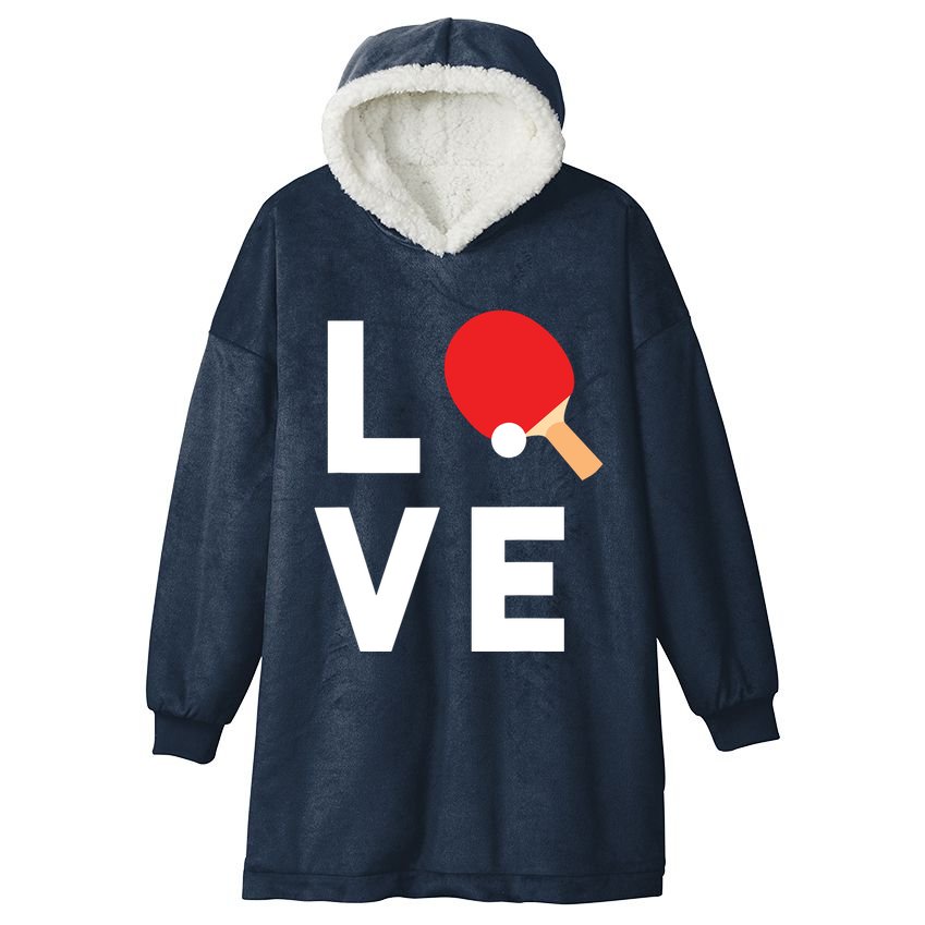 I Love Table Tennis Shirts Cute Funny Ping Pong Gift Idea Hooded Wearable Blanket