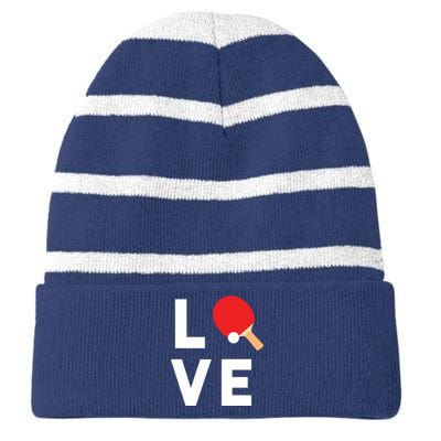 I Love Table Tennis Shirts Cute Funny Ping Pong Gift Idea Striped Beanie with Solid Band