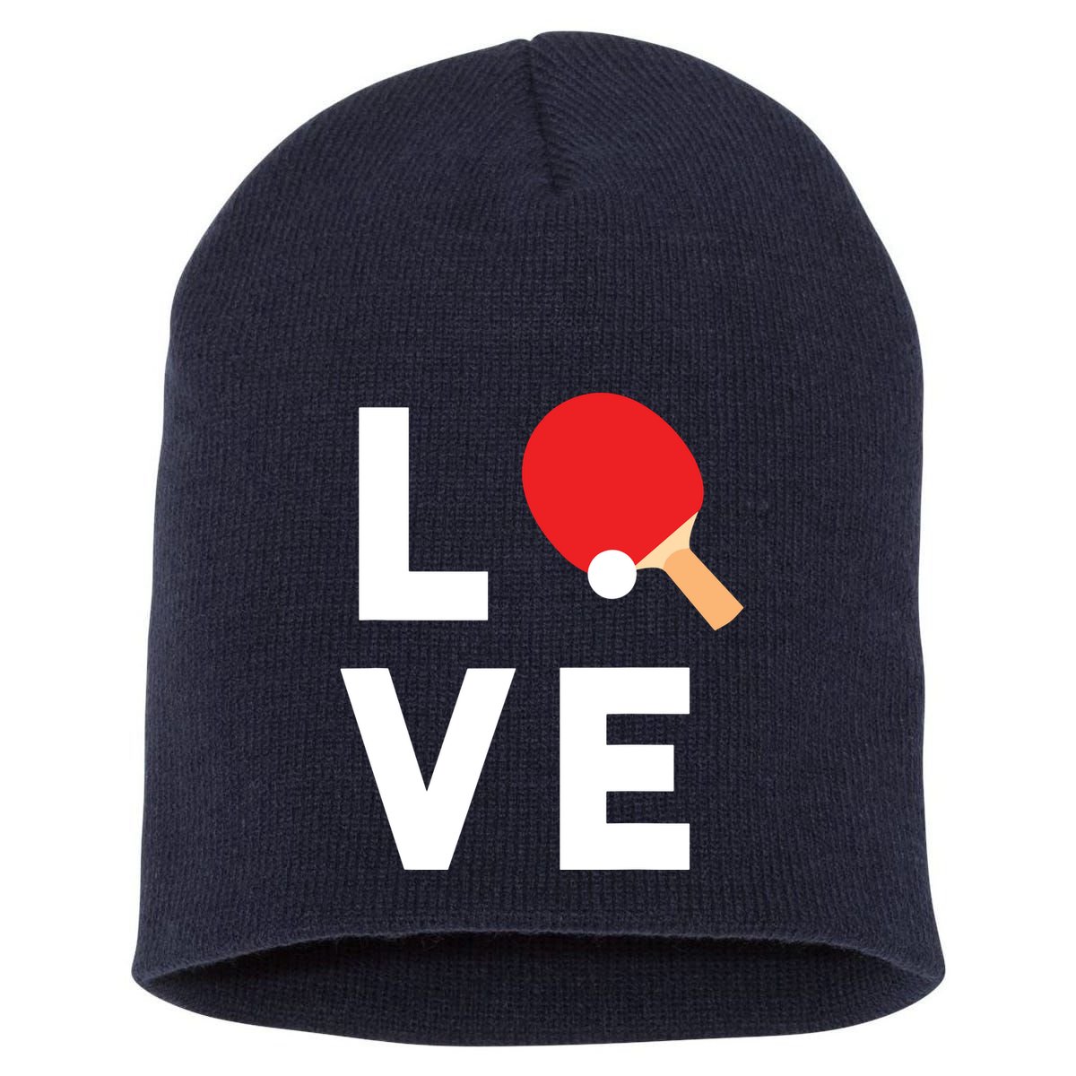 I Love Table Tennis Shirts Cute Funny Ping Pong Gift Idea Short Acrylic Beanie