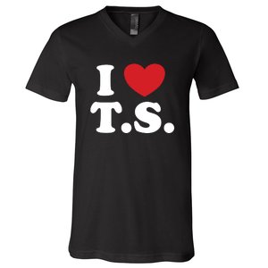 I Love T.S. I Heart T.s. V-Neck T-Shirt