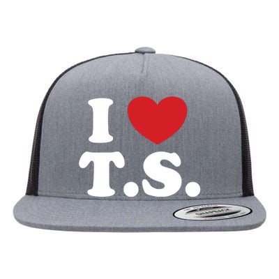 I Love T.S. I Heart T.s. Flat Bill Trucker Hat