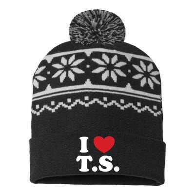 I Love T.S. I Heart T.s. USA-Made Snowflake Beanie